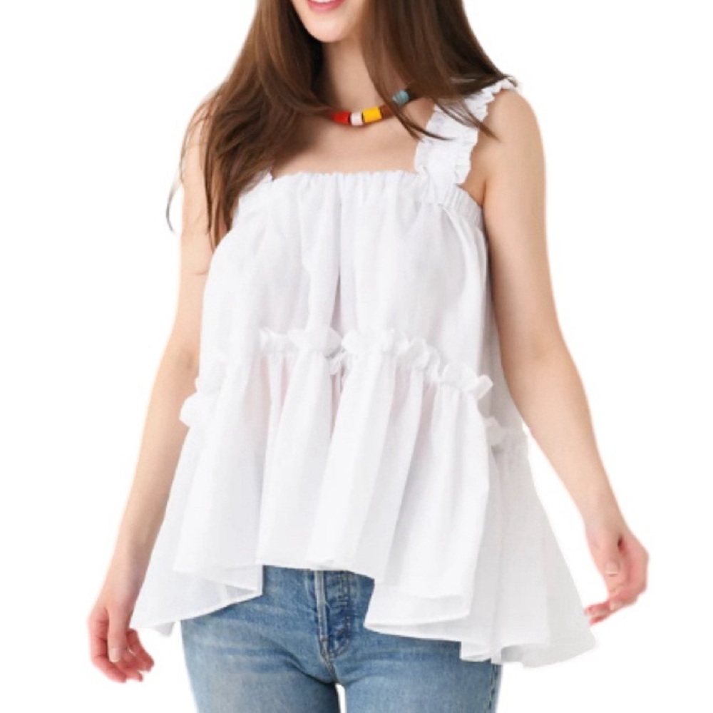 NWT Brogger White Olive Tiered Top - Sz XS